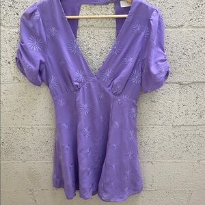 Astr Lavender Floral V-Neck Mini Dress